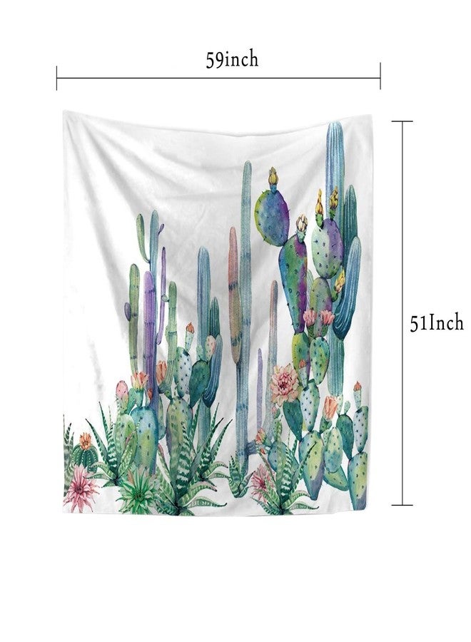 Ruibo Cactus Decor Tapestry Wall Hanging/Watercolor Printed Bedroom Living Room Dorm Wall Hanging Tapestry Beach Throw/Table Runner/Cloth(RB-C-1)(W:59" H:51") - Image 4